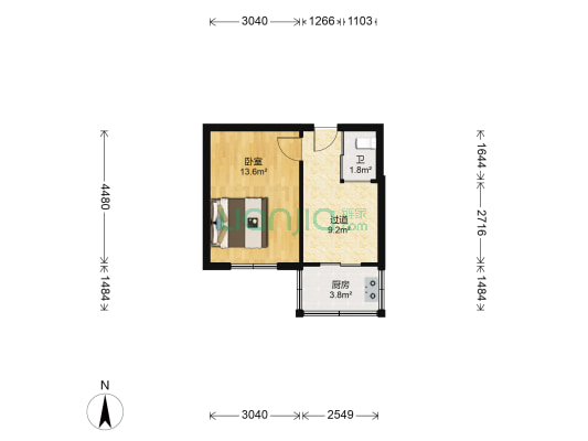 红巾小区 1室0厅1卫 32平方