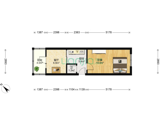 经纬十道街 1室1厅1卫 37平方