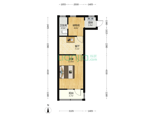 方塔西村 1室1厅1卫 39平方