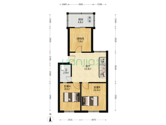 瑞祥里小区 2室1厅1卫 66平方