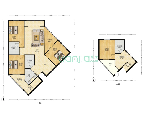 洪安苑 3室1厅3卫 190平方