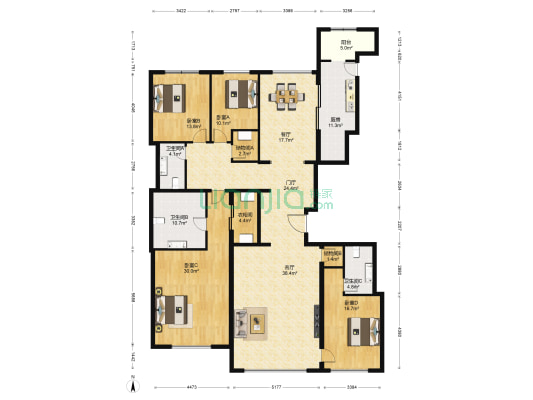 金茂府北区 4室2厅3卫 285平方