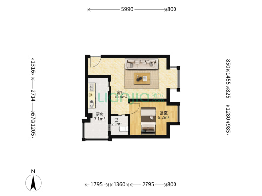 安吉苑 1室1厅1卫 43平方