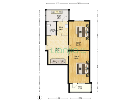 南郭东区 2室1厅1卫 85平方
