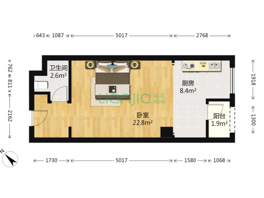 龙湖时代天街 1室0厅1卫 48平方