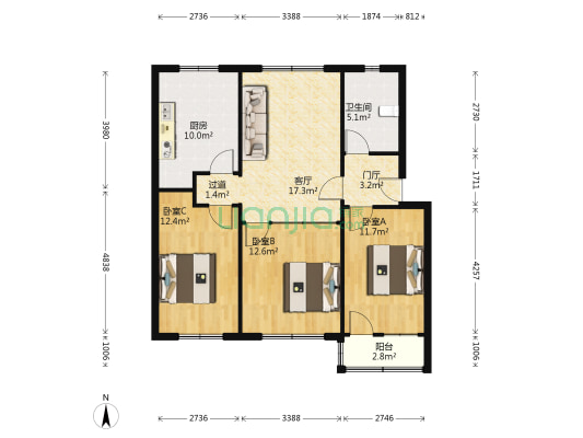交通局家属楼 3室1厅1卫 97平方