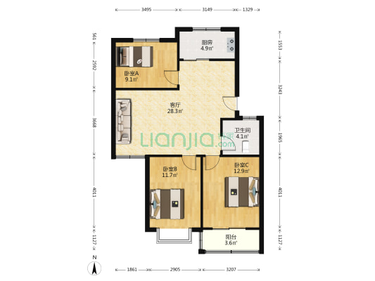 裕和兴苑 3室1厅1卫 89平方