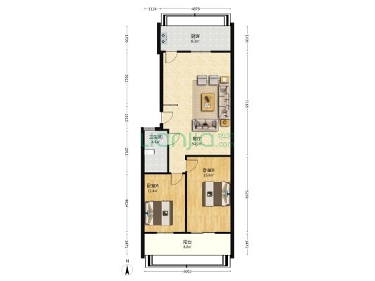 林东花园 2室1厅1卫 110平方