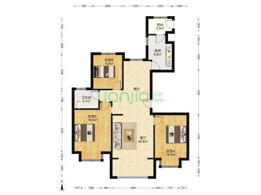 澳东印象城 3室1厅1卫 123平方