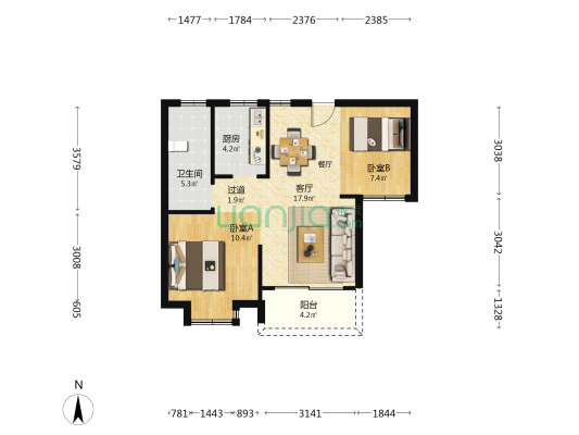 水依坊 2室1厅1卫 73平方