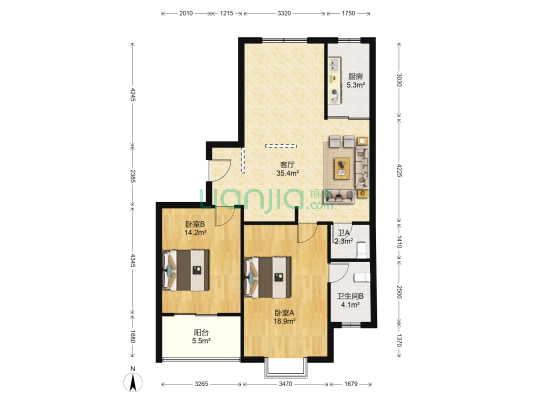 芦莘大道362号 2室1厅2卫 106平方
