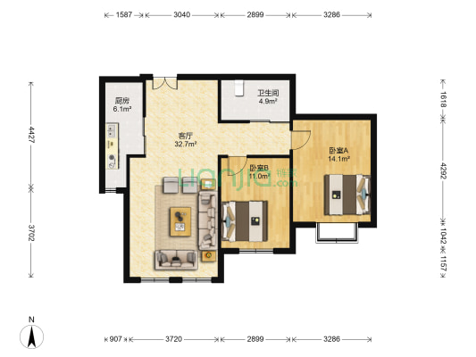 佳泰缔景城 2室1厅1卫 100平方