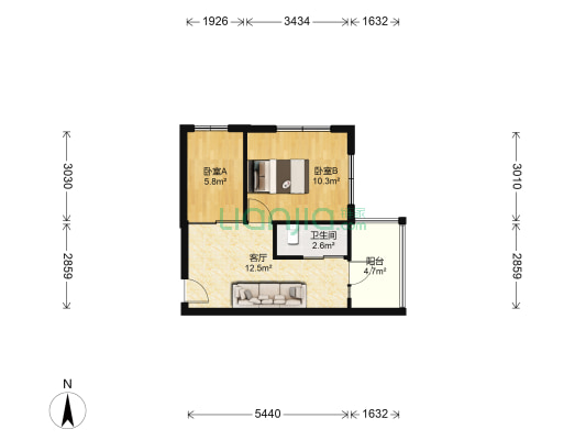 鸿景兴园 2室1厅1卫 48平方