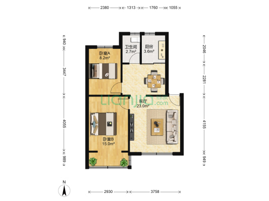 万怡小区 2室1厅1卫 73平方