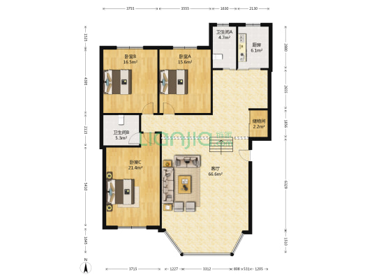 维多利亚(朝阳区) 3室1厅2卫 177平方