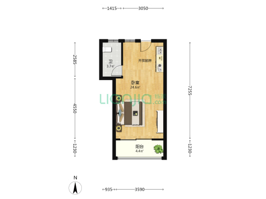 金茂滨江温泉花园 1室0厅1卫 42平方