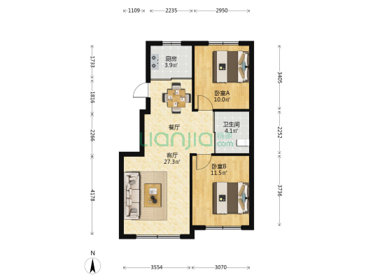 正垣一城山水 2室1厅1卫 85平方