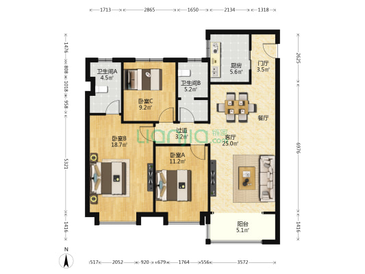旭辉·国宸府 3室1厅2卫 128平方