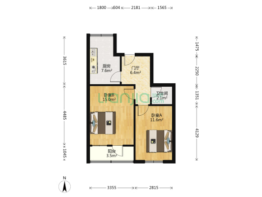 金湖路9号 2室0厅1卫 68平方