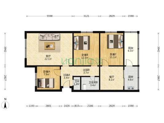 燃灯寺北街86号 3室2厅2卫 103平方