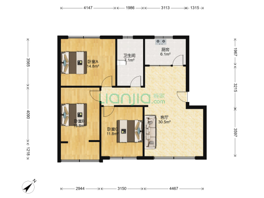 鹃兴路284号 3室1厅1卫 101平方