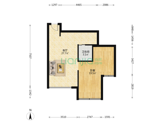 上景东方 1室1厅1卫 59平方