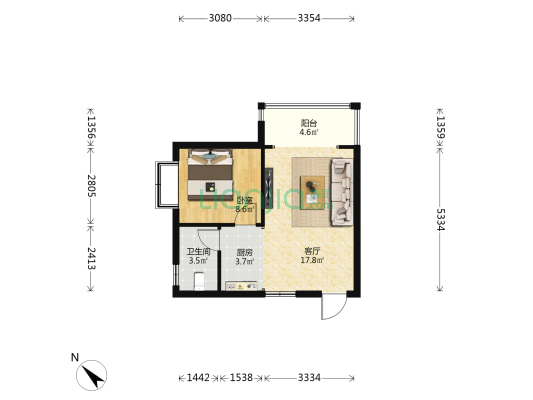 蜀海和居 1室1厅1卫 48平方