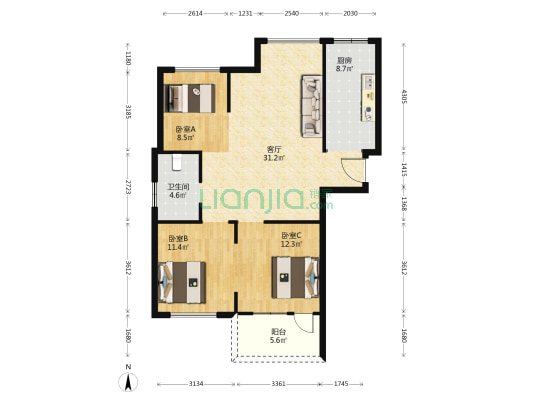新海佳园 3室1厅1卫 109平方