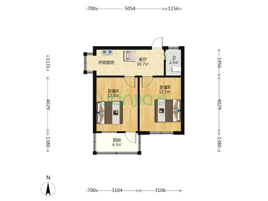 福州铅笔厂宿舍 2室1厅1卫 57平方