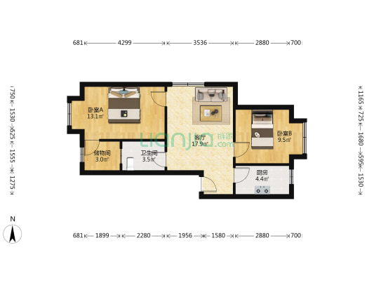 七里桥村民公寓 2室1厅1卫 62平方