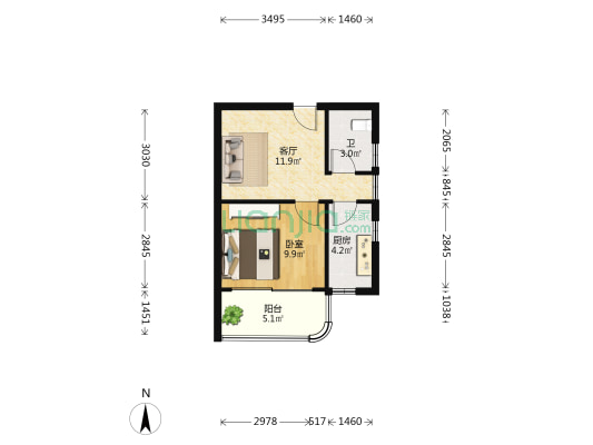 驰天钰园 1室1厅1卫 45平方
