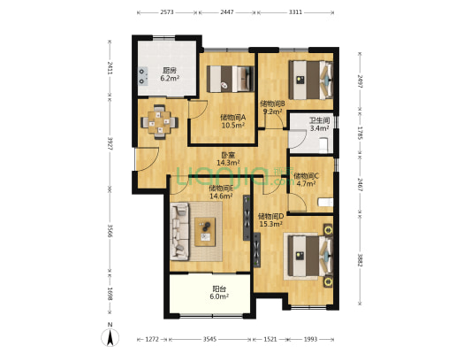 天地源七里香都 1室0厅1卫 116平方
