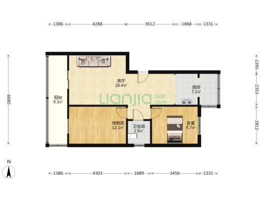 东西通透低楼层 采光好 无遮挡 房本满五唯一-户型图