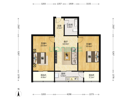 工商银行华强路家属院 2室1厅1卫 86平方