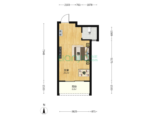 宝泰温泉花园 1室0厅1卫 43平方