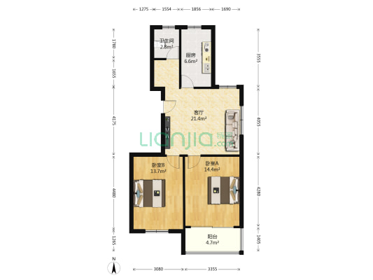 仙蠡墩家园一期 2室1厅1卫 96平方
