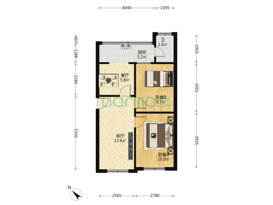 金石小区 2室2厅1卫 61平方
