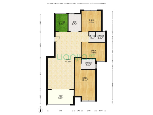 水畔铭城 3室1厅3卫 129平方