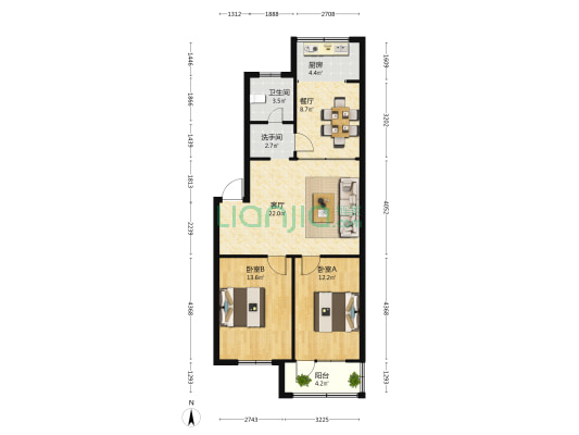 邮政小区(丛台) 2室2厅2卫 84平方