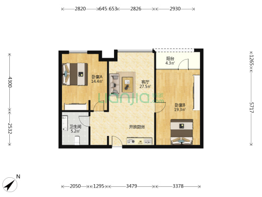 半岛蓝湾 2室1厅1卫 79平方