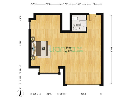 汇东星座 1室0厅1卫 81平方