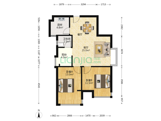 桔洲印象 2室1厅1卫 78平方