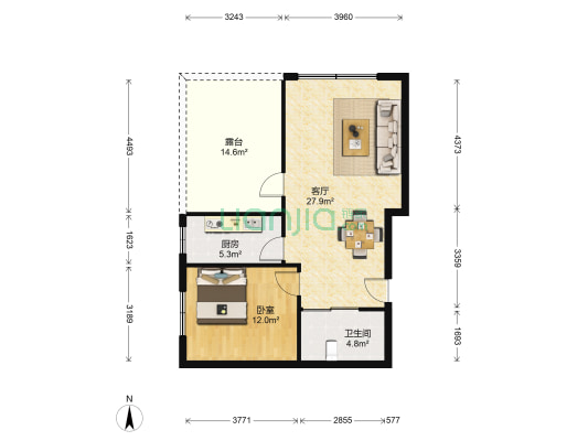 朝阳新苑 1室1厅1卫 73平方