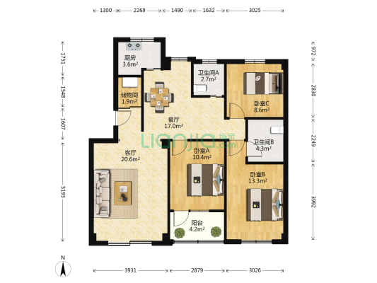特房南泰苑 3室2厅2卫 113平方
