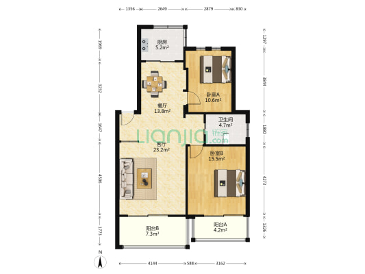 小城花园 2室2厅1卫 98平方