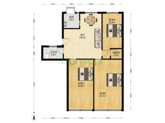 古田四路法院宿舍 3室1厅1卫 112平方
