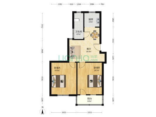 双元南村三区 2室1厅1卫 72平方
