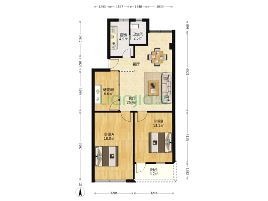滨江东路545号大院 2室1厅1卫 84平方