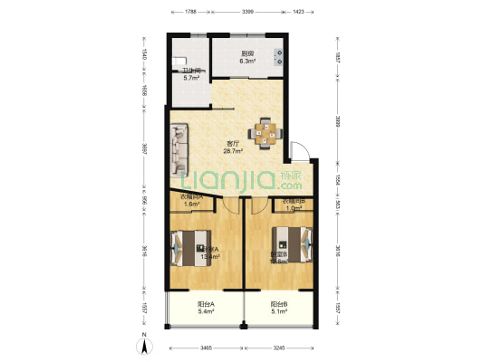 华府名邸 2室1厅1卫 93平方