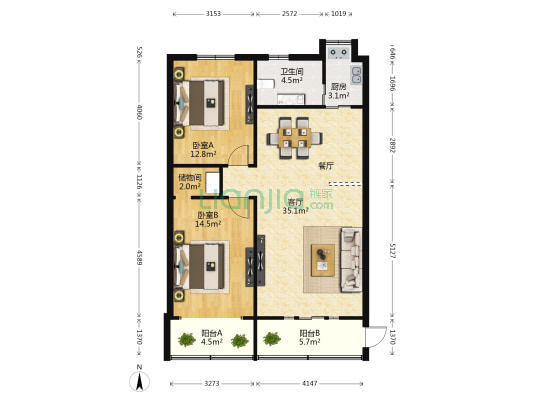 南福路 2室1厅1卫 92平方